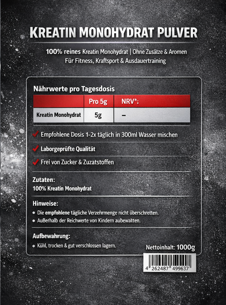 Kreatin Monohydrat - 1000g Doypack